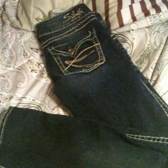 Silver jeans.
