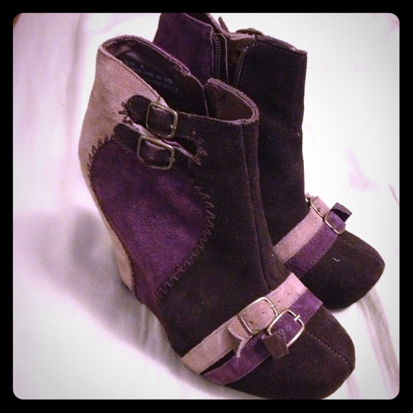 Purple suede ankle boots