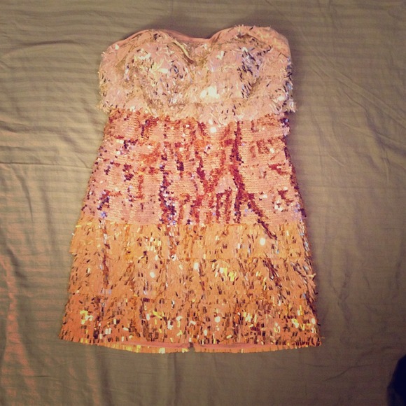 Bebe Gold Sequin Tube Dress