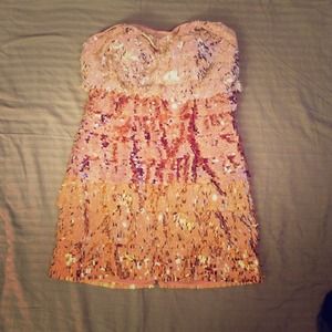 Bebe Gold Sequin Tube Dress