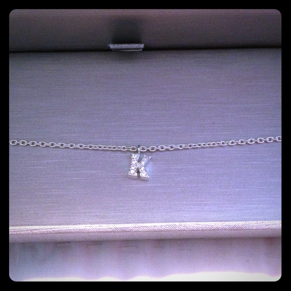 White sapphire initial 'k' anklet