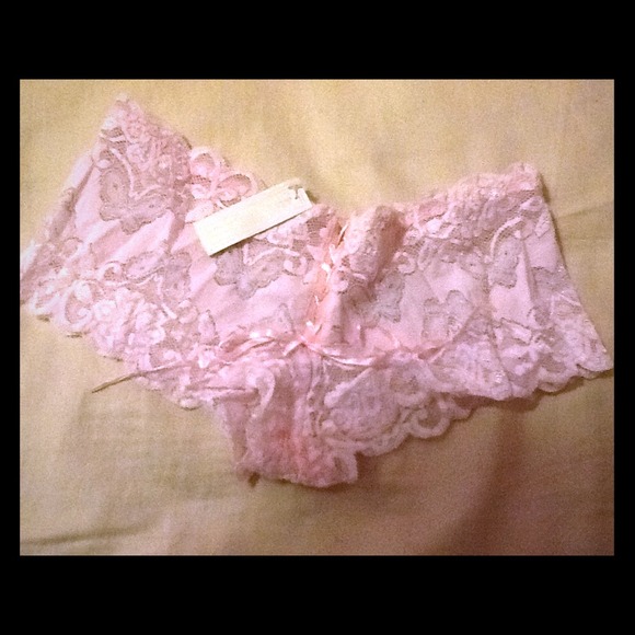 NWT pink lace up undies, sz M