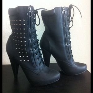 Studded black ankle boots