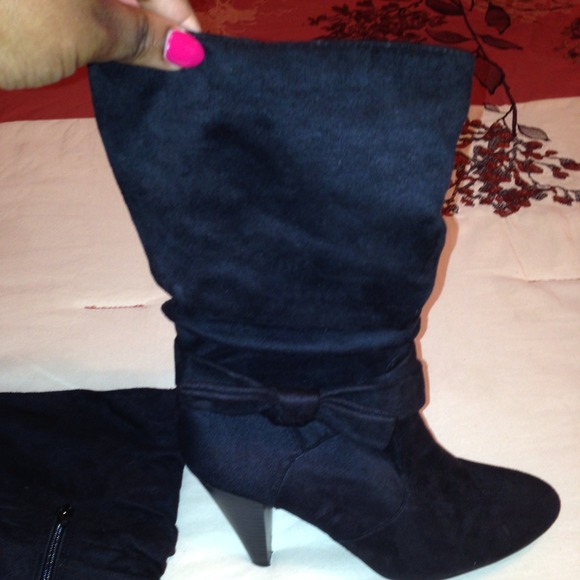 Black mid calf boots