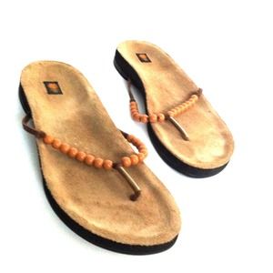 Cute beaded suede flip flops