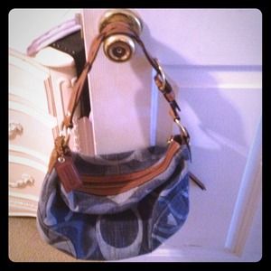 Denim blue coach medium sized handbag