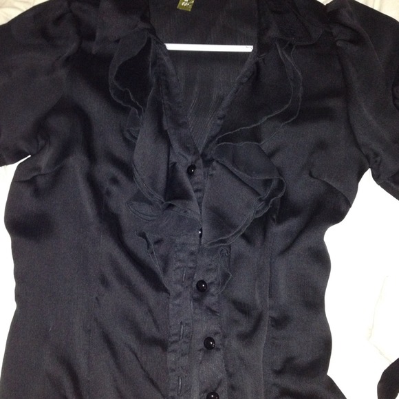 Ruffled chiffon silk shirt .