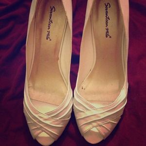 Cute white peep toe shoes