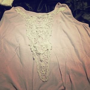 light pink laced tank.