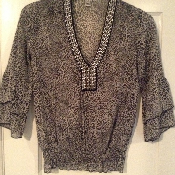 *HP*Chain print top & stretchy spike bracelet