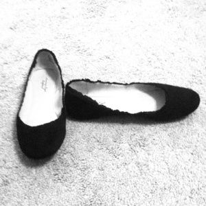 Black American eagle ballet flats