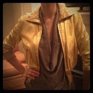 Vintage D&G Gold Leather Bomber!