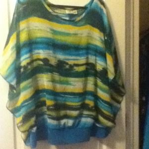 Multi color Batwing Top