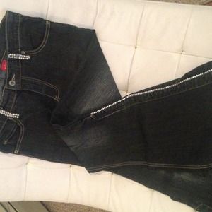 Boot cut rhinestone detail jeans