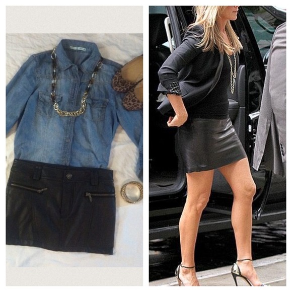 Dresses & Skirts - Mini's are in!   Faux leather mini skirt Sz 1/2