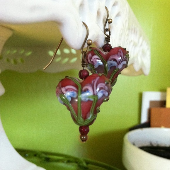 Porcelain heart earrings