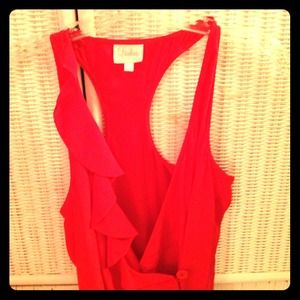 SOLD Red Parker silk wrap dress w/ ruffle - xs