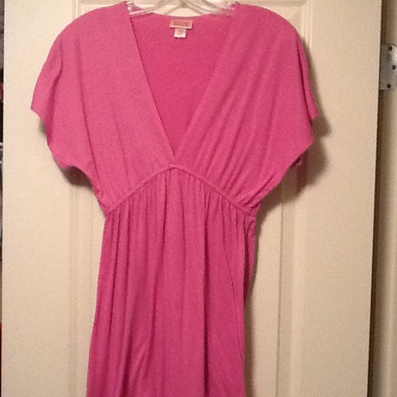 Dark pink cover up or sun dress.