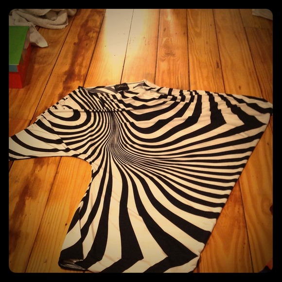 Asymmetrical black and white dress