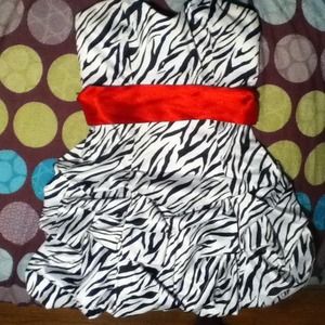 Strapless zebra print dress