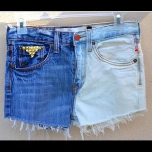High waisted ombré dipped gold studded shorts