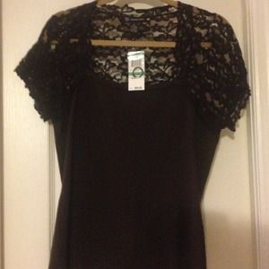 INC Brown lace shirt