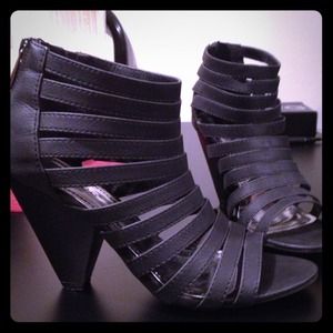 Black strapped heel