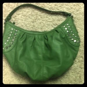 Green studded bag