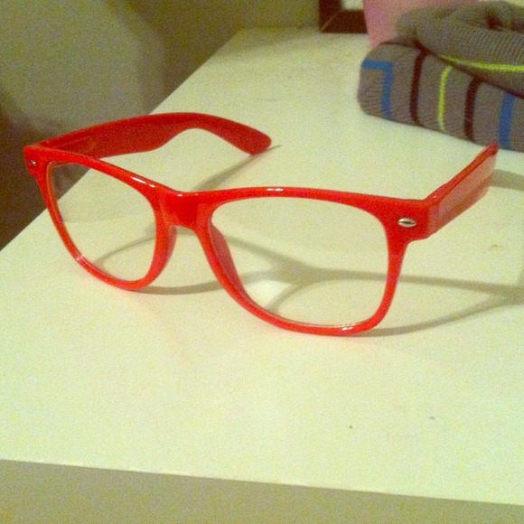Red nonprescription glasses