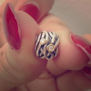 Pandora woven together charm. 3 real diamonds! New