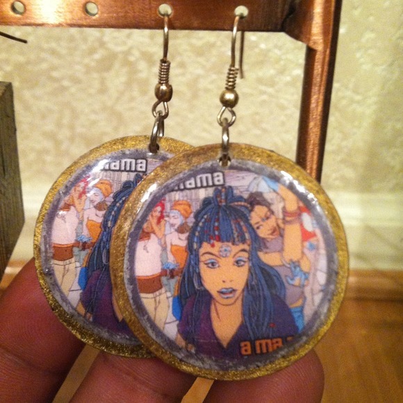 Custom made wood (zap mama) earings