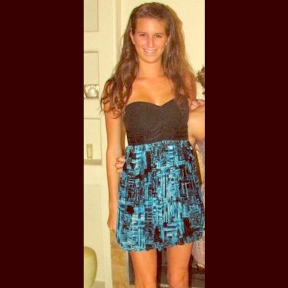 Black & Blue Bebe baby doll dress