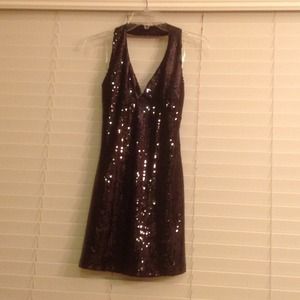 Black halter sequence dress