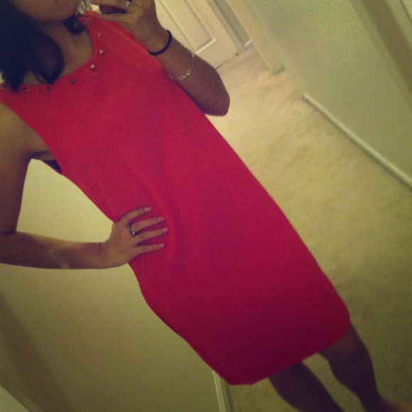 Coral cutout back dress