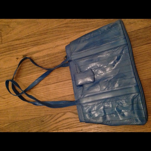 Vintage eel skin bright blue bag