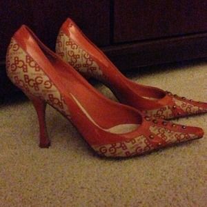 BCBG orange pumps