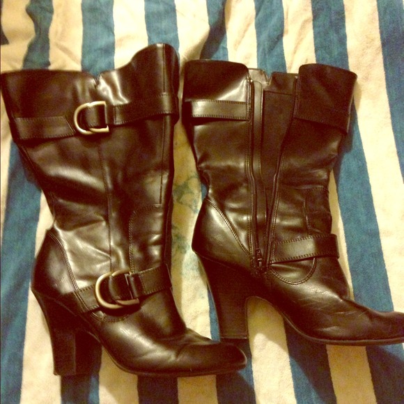 Black leather boots
