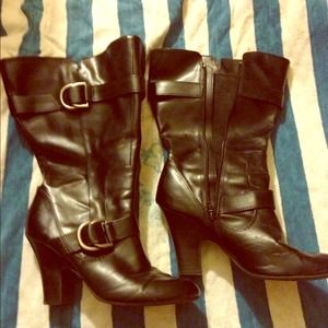 Black leather boots