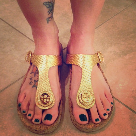 Tory Burch Shoes - Authentic Tory Burch "Birks" Gold Snakeskin size 8