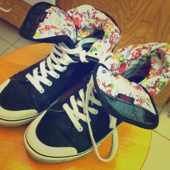 Black vans with candy print inside