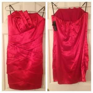 Red silk cocktail dress