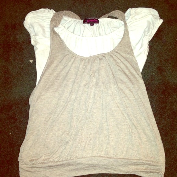 White shirt and tan tank (attached)