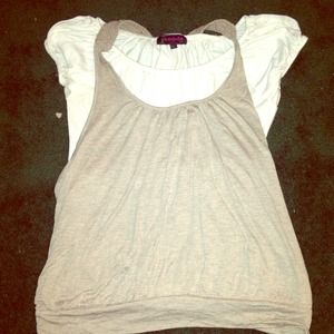 White shirt and tan tank (attached)