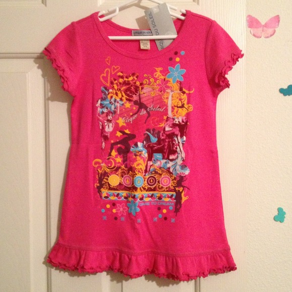 NEW Cirque Du Soleil long pink shirt. Kids 5/6.