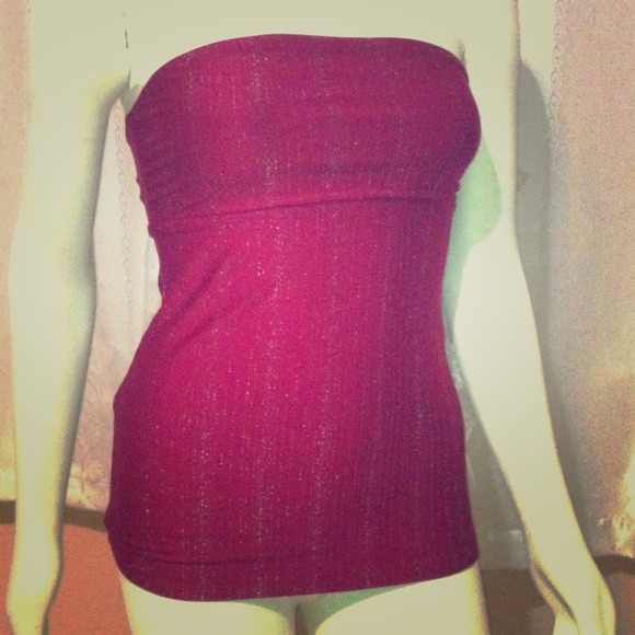 Express burgundy strapless shirt