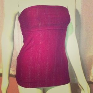 Express burgundy strapless shirt