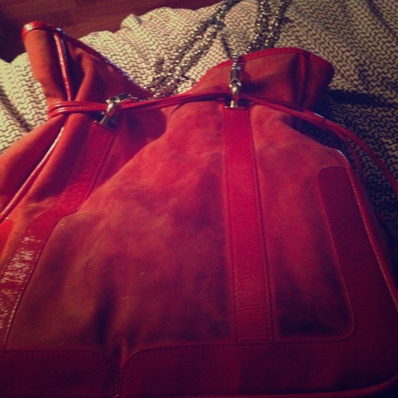 Kate Spade Leather/Suede Bag w/silver chain straps
