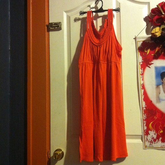 NWOT Orange Braided simple Summer Dress