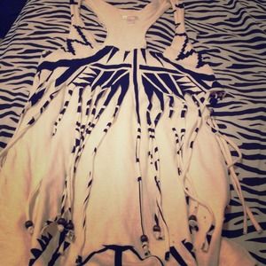 🔴✋Traded! Tribal Fringe Hippie Racerback Top XS