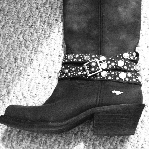 Hold  Andreadaine ROCKET DOG BLACK LEATHER BOOTS